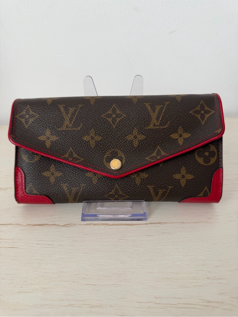 Louis Vuitton Monogram Envelope Wallet with Red Trim